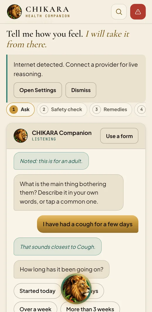 Companion asking questions