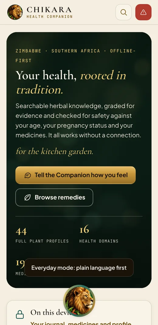Home screen with the call to action