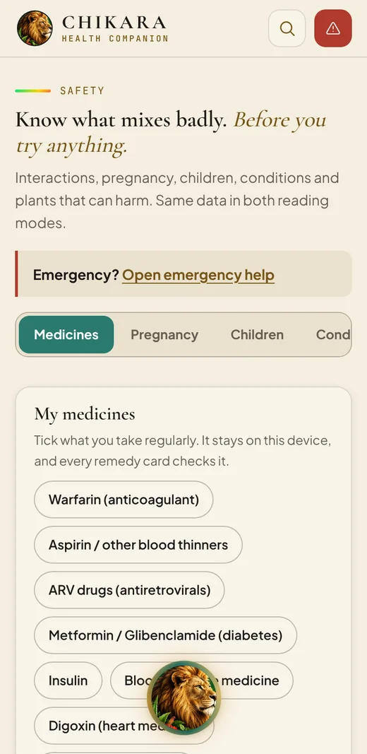 Safety screen with medicine interactions